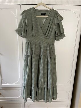 ASOS | Dresses | Asos Design Lace Insert Pleated Midi Dress With Embroidery  | Poshmark